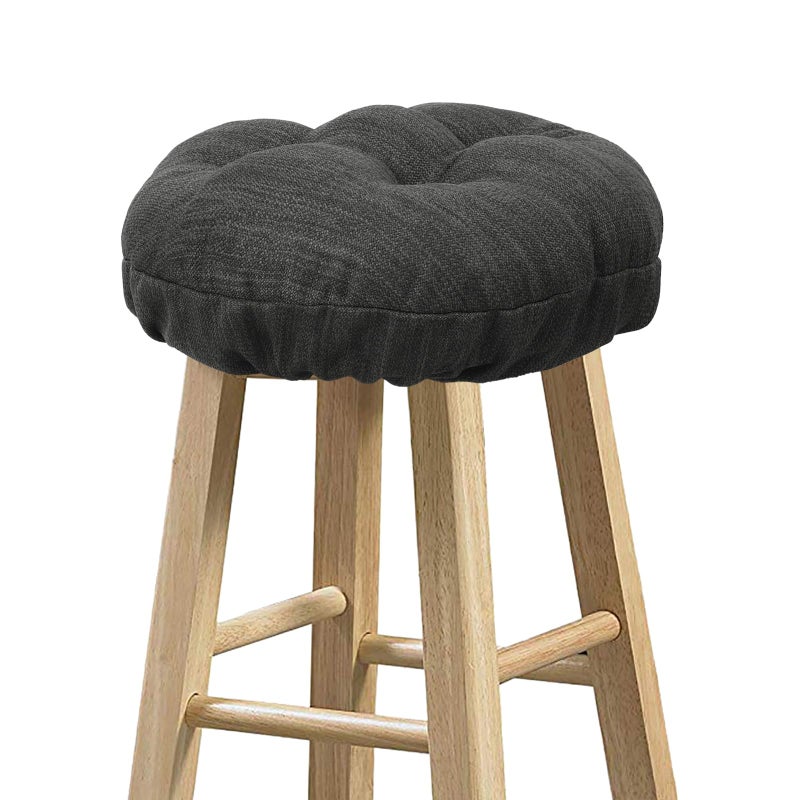 baibu Stool Covers Round, Super Soft Round Bar Stool Cushion Covers Seat Cushion - One Cushion Onlyï¼ˆGray-Black,15" (38cm) - Image 1